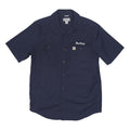 CARHARTT Mens Navy Blue Cotton Blend Shirt M Casual Workwear Button Pocket
