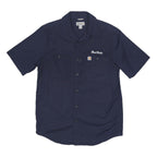 CARHARTT Mens Navy Blue Cotton Blend Shirt M Casual Workwear Button Pocket
