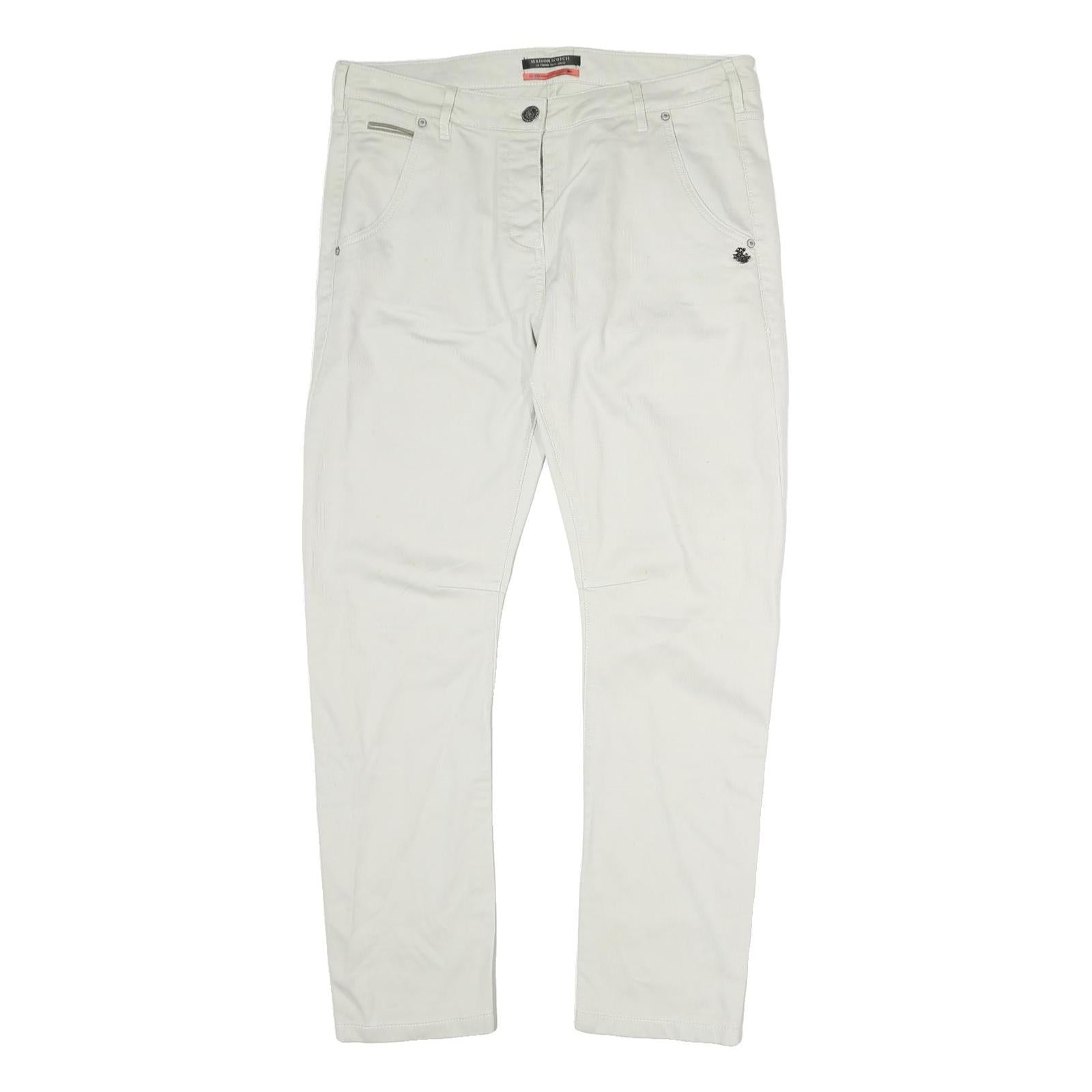 MAISON SCOTCH Mens Cotton White Regular Fit Straight Leg Trousers W34 L28