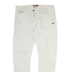 MAISON SCOTCH Mens Cotton White Regular Fit Straight Leg Trousers W34 L28