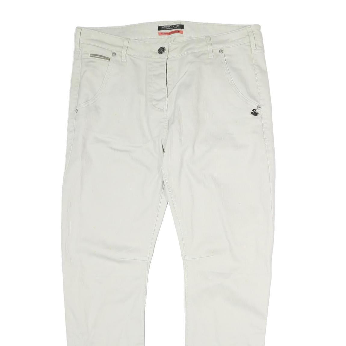 MAISON SCOTCH Mens Cotton White Regular Fit Straight Leg Trousers W34 L28