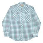 WRANGLER Mens Blue & White Check Western Shirt L Long Sleeve Cotton Blend