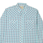 WRANGLER Mens Blue & White Check Western Shirt L Long Sleeve Cotton Blend