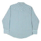 WRANGLER Mens Blue & White Check Western Shirt L Long Sleeve Cotton Blend