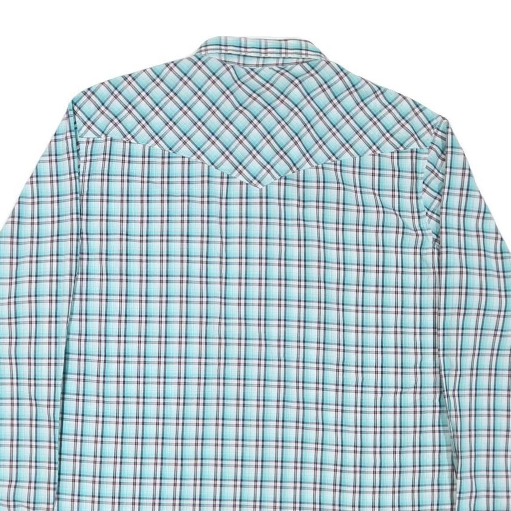 WRANGLER Mens Blue & White Check Western Shirt L Long Sleeve Cotton Blend
