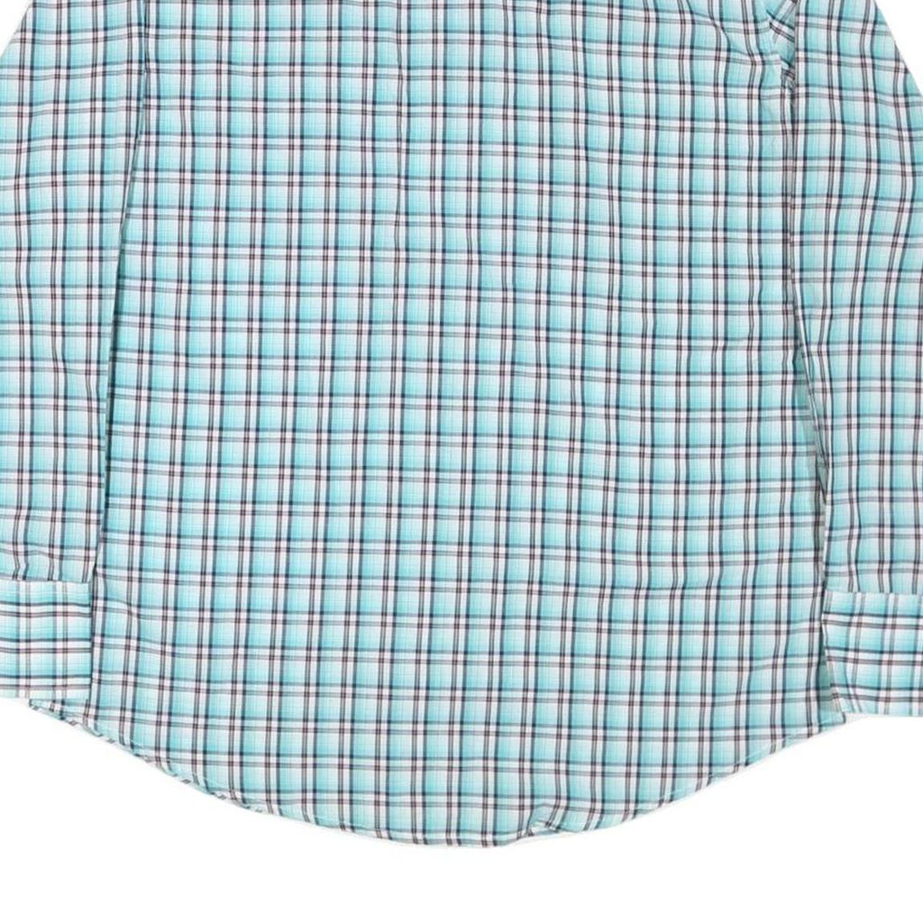 WRANGLER Mens Blue & White Check Western Shirt L Long Sleeve Cotton Blend