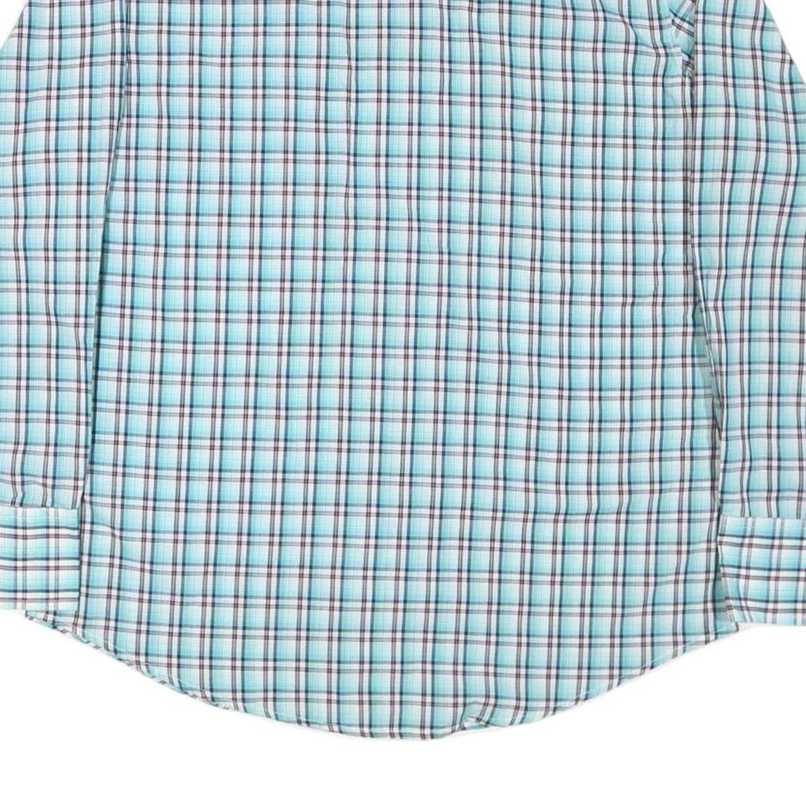 WRANGLER Mens Blue & White Check Western Shirt L Long Sleeve Cotton Blend