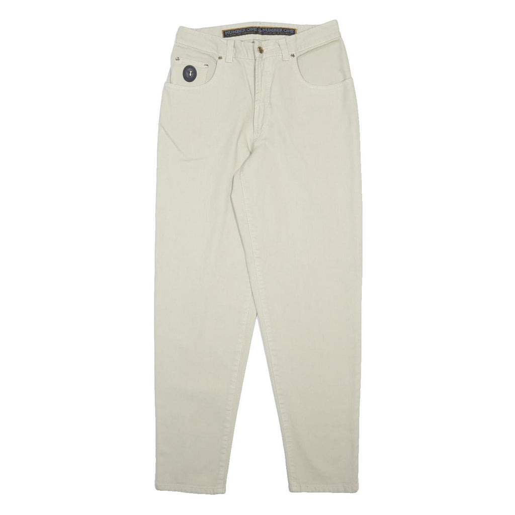 TRUSSARDI Mens Slim Jeans Cream W29 L31 Cotton Zip Pockets Stylish