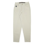 TRUSSARDI Mens Slim Jeans Cream W29 L31 Cotton Zip Pockets Stylish