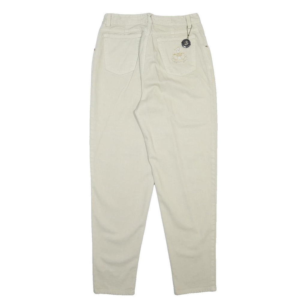 TRUSSARDI Mens Slim Jeans Cream W29 L31 Cotton Zip Pockets Stylish