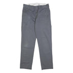 DICKIES Mens Cotton Blend Slim Grey Trousers W30 L29 Workwear Casual Zip