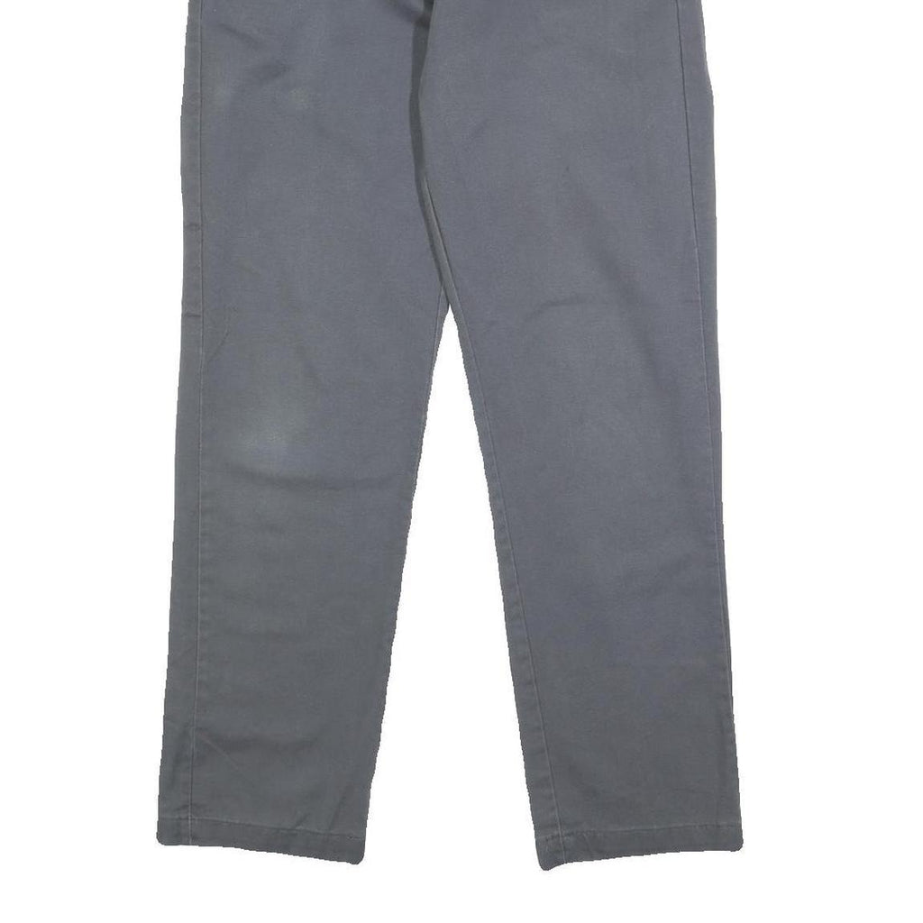 DICKIES Mens Cotton Blend Slim Grey Trousers W30 L29 Workwear Casual Zip