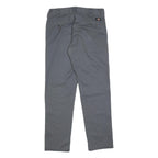 DICKIES Mens Cotton Blend Slim Grey Trousers W30 L29 Workwear Casual Zip