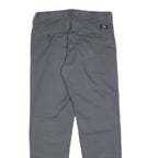 DICKIES Mens Cotton Blend Slim Grey Trousers W30 L29 Workwear Casual Zip