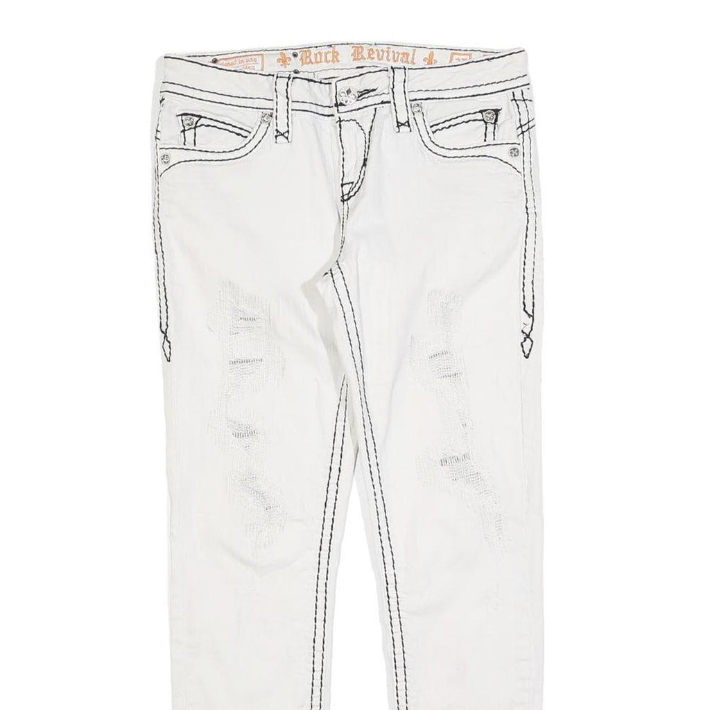 ROCK REVIVAL Womens Jeans White Slim Skinny Denim W30 L30 Embroidered Back