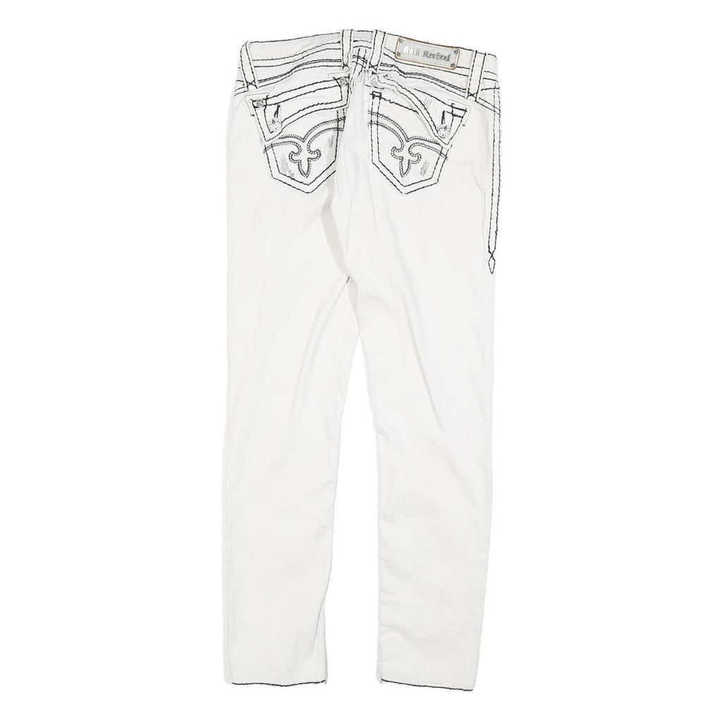 ROCK REVIVAL Womens Jeans White Slim Skinny Denim W30 L30 Embroidered Back
