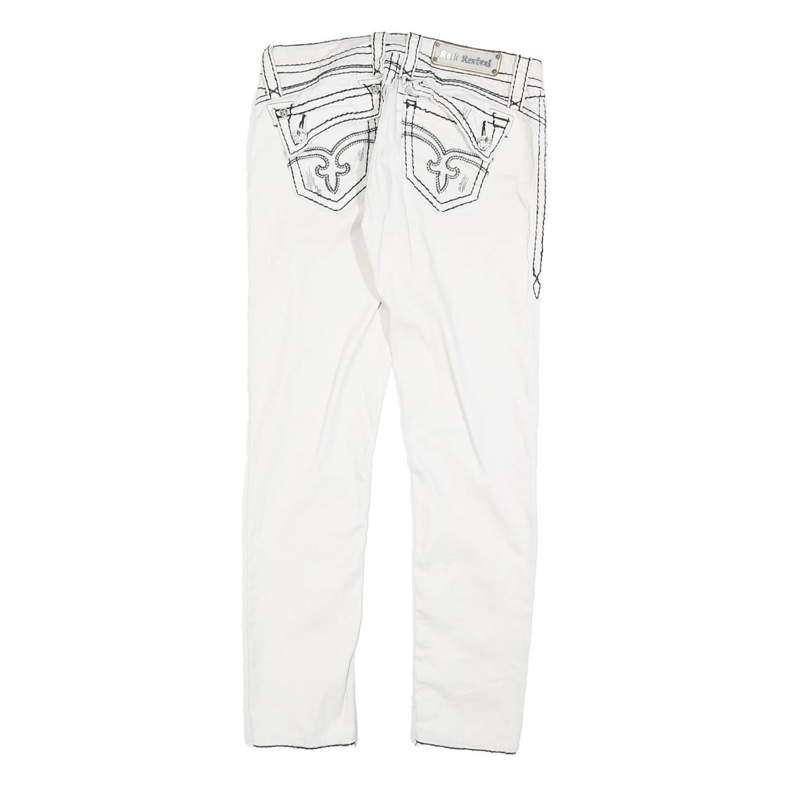 ROCK REVIVAL Womens Jeans White Slim Skinny Denim W30 L30 Embroidered Back