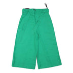 ELA Womens Linen Blend Green Relaxed Wide-Leg Trousers W26 L19 Summer Comfort