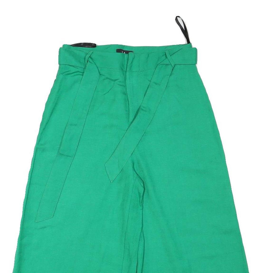 ELA Womens Linen Blend Green Relaxed Wide-Leg Trousers W26 L19 Summer Comfort