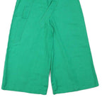 ELA Womens Linen Blend Green Relaxed Wide-Leg Trousers W26 L19 Summer Comfort