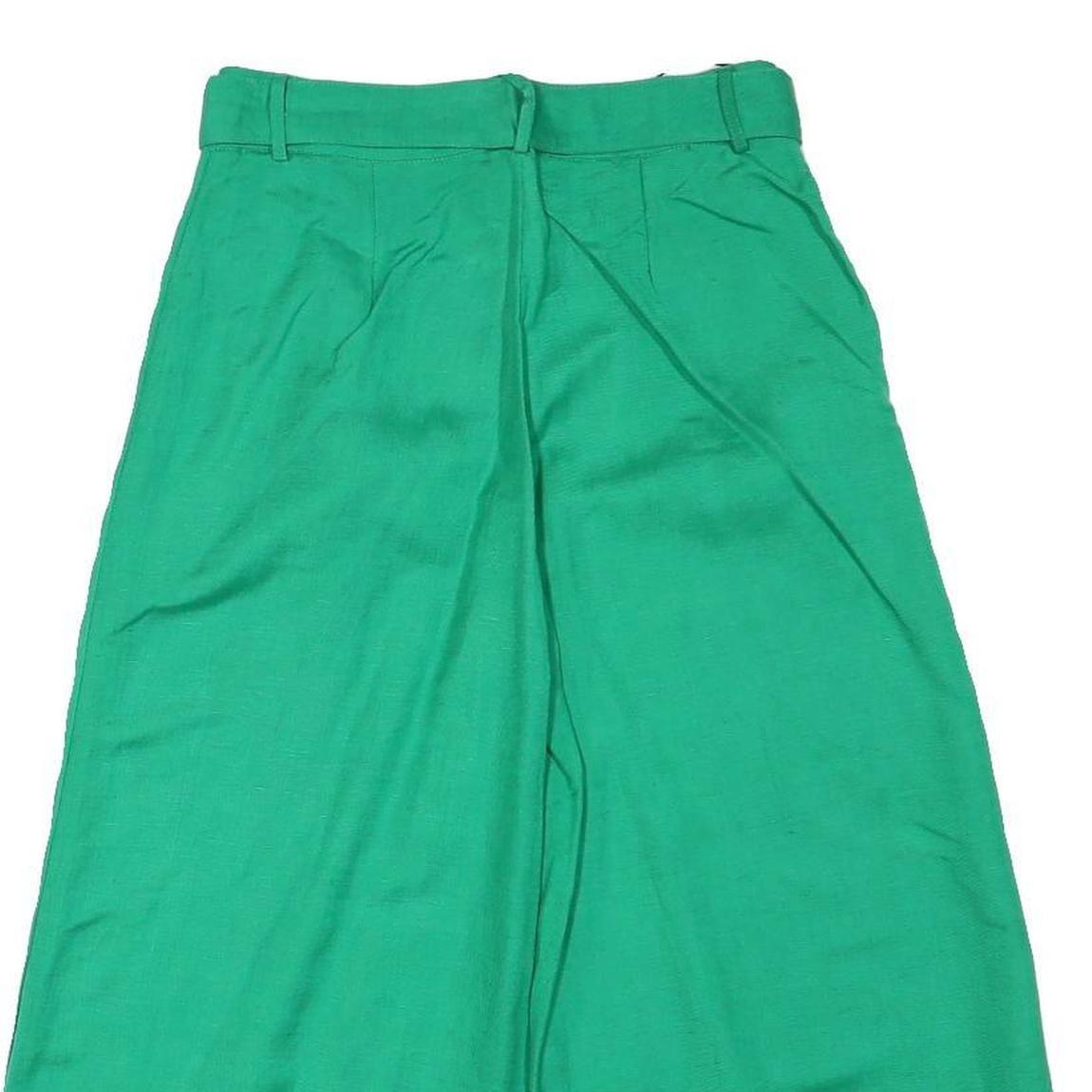 ELA Womens Linen Blend Green Relaxed Wide-Leg Trousers W26 L19 Summer Comfort