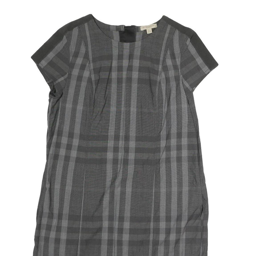 BURBERRY BRIT Womens Grey Check Day Dress Polyester Short Sleeve UK 12