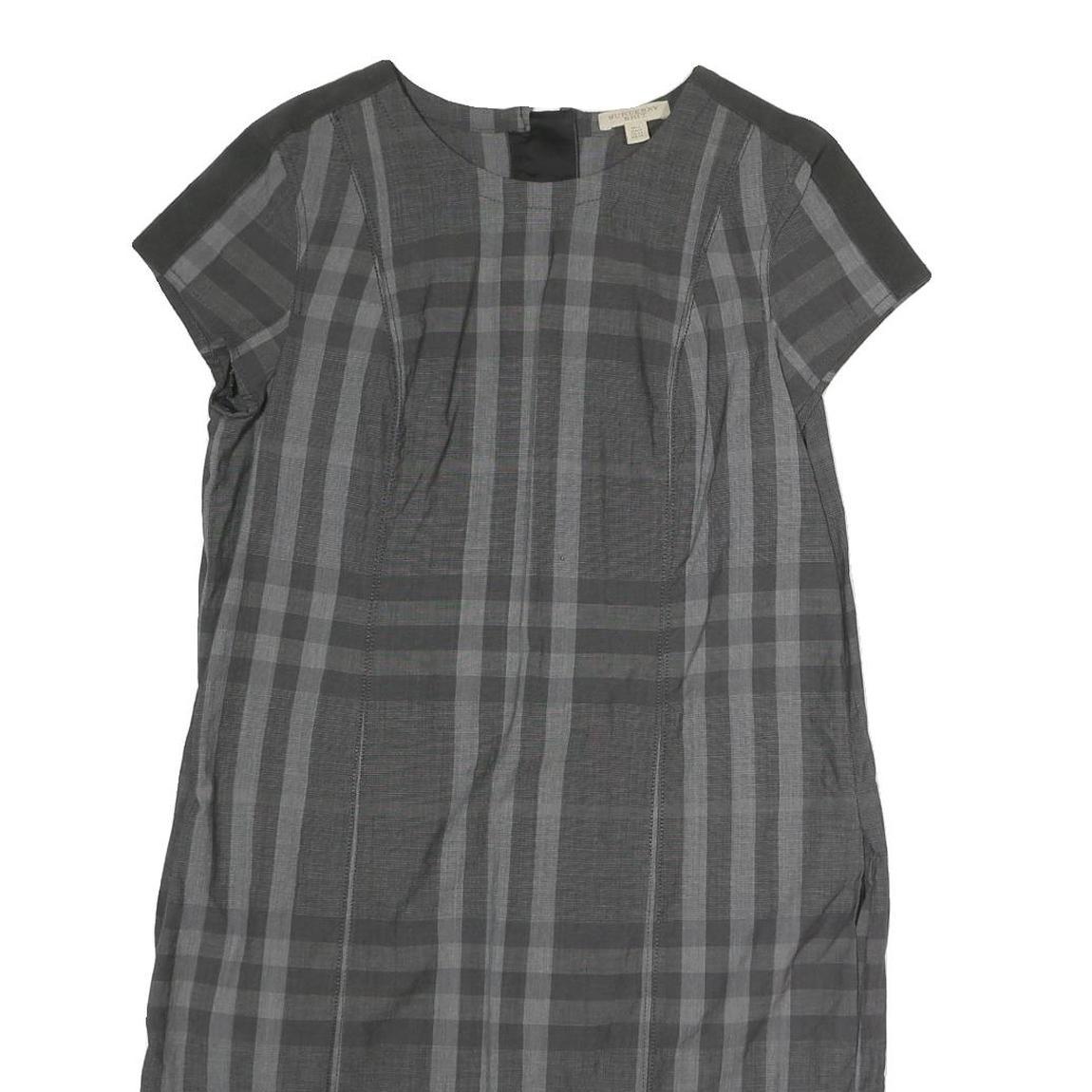 BURBERRY BRIT Womens Grey Check Day Dress Polyester Short Sleeve UK 12