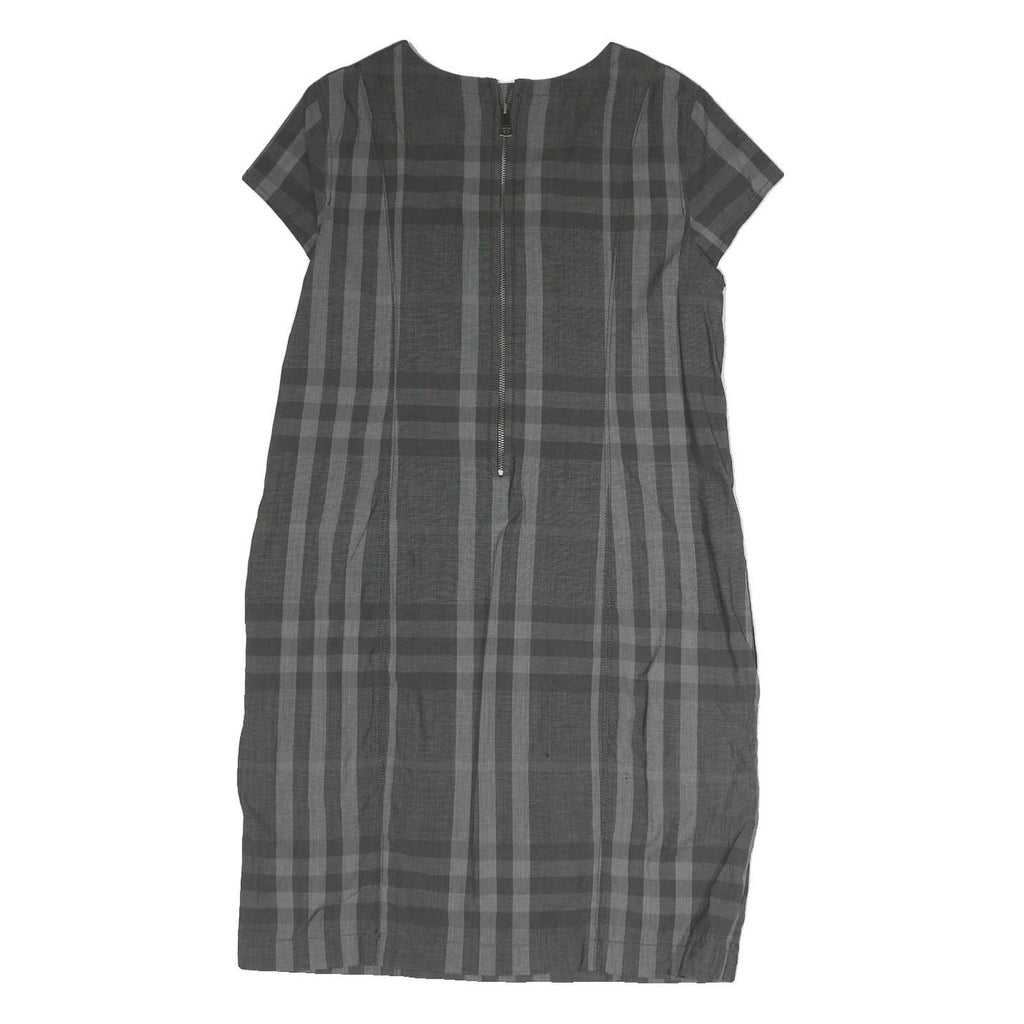 BURBERRY BRIT Womens Grey Check Day Dress Polyester Short Sleeve UK 12