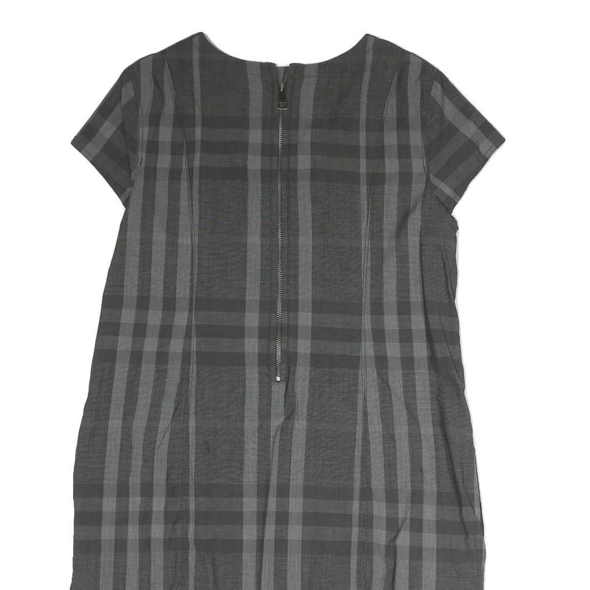 BURBERRY BRIT Womens Grey Check Day Dress Polyester Short Sleeve UK 12