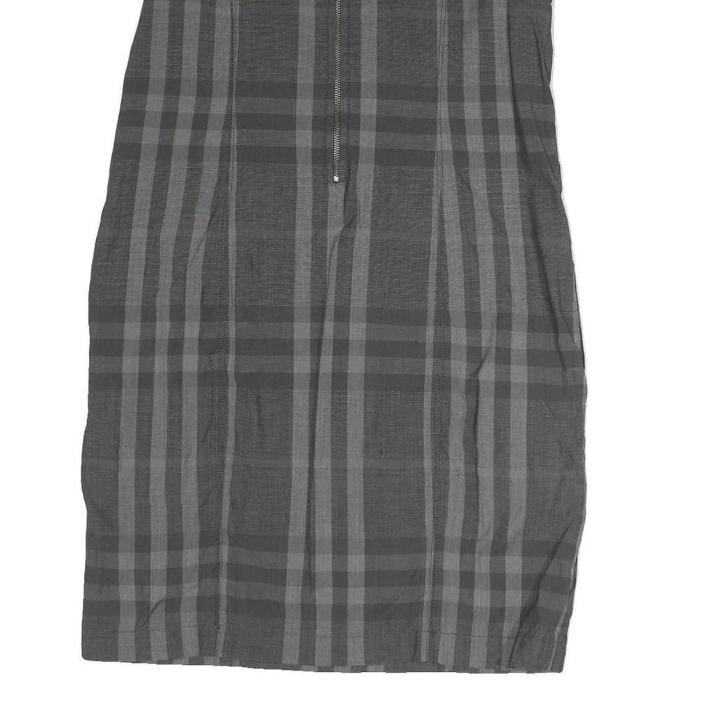 BURBERRY BRIT Womens Grey Check Day Dress Polyester Short Sleeve UK 12