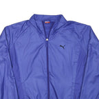 PUMA Womens Blue Polyester Blend Track Jacket L Zip Plain Sport Activewear