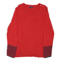NAUTICA Womens Red & Navy Plain Pullover Cotton Blend Jumper XL Button Detail