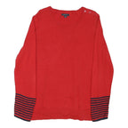 NAUTICA Womens Red & Navy Plain Pullover Cotton Blend Jumper XL Button Detail