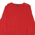 NAUTICA Womens Red & Navy Plain Pullover Cotton Blend Jumper XL Button Detail
