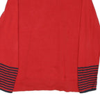 NAUTICA Womens Red & Navy Plain Pullover Cotton Blend Jumper XL Button Detail