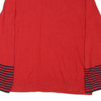 NAUTICA Womens Red & Navy Plain Pullover Cotton Blend Jumper XL Button Detail