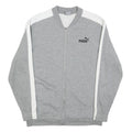 PUMA Mens Grey & White Zip Jacket L Cotton Blend Plain Sportswear Casual