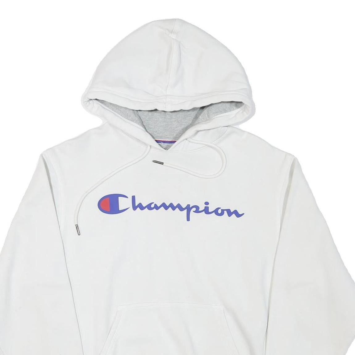 CHAMPION Mens White Pullover Hoodie S Cotton Blend Casual Sportswear