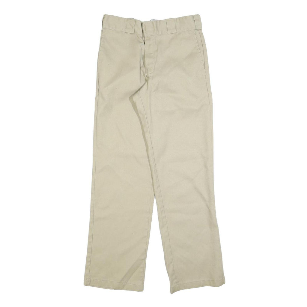DICKIES Mens Cotton Blend Beige Regular Straight Fit Trousers W28 L30 Workwear