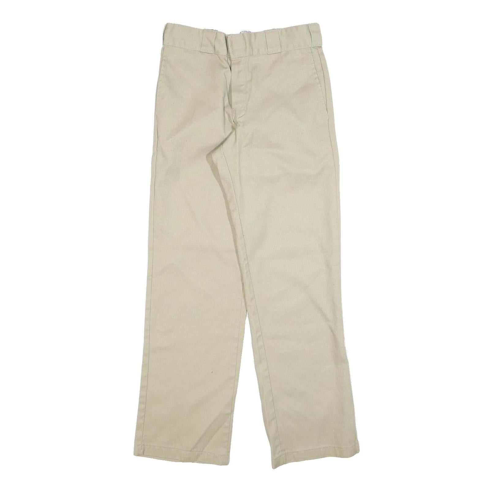 DICKIES Mens Cotton Blend Beige Regular Straight Fit Trousers W28 L30 Workwear