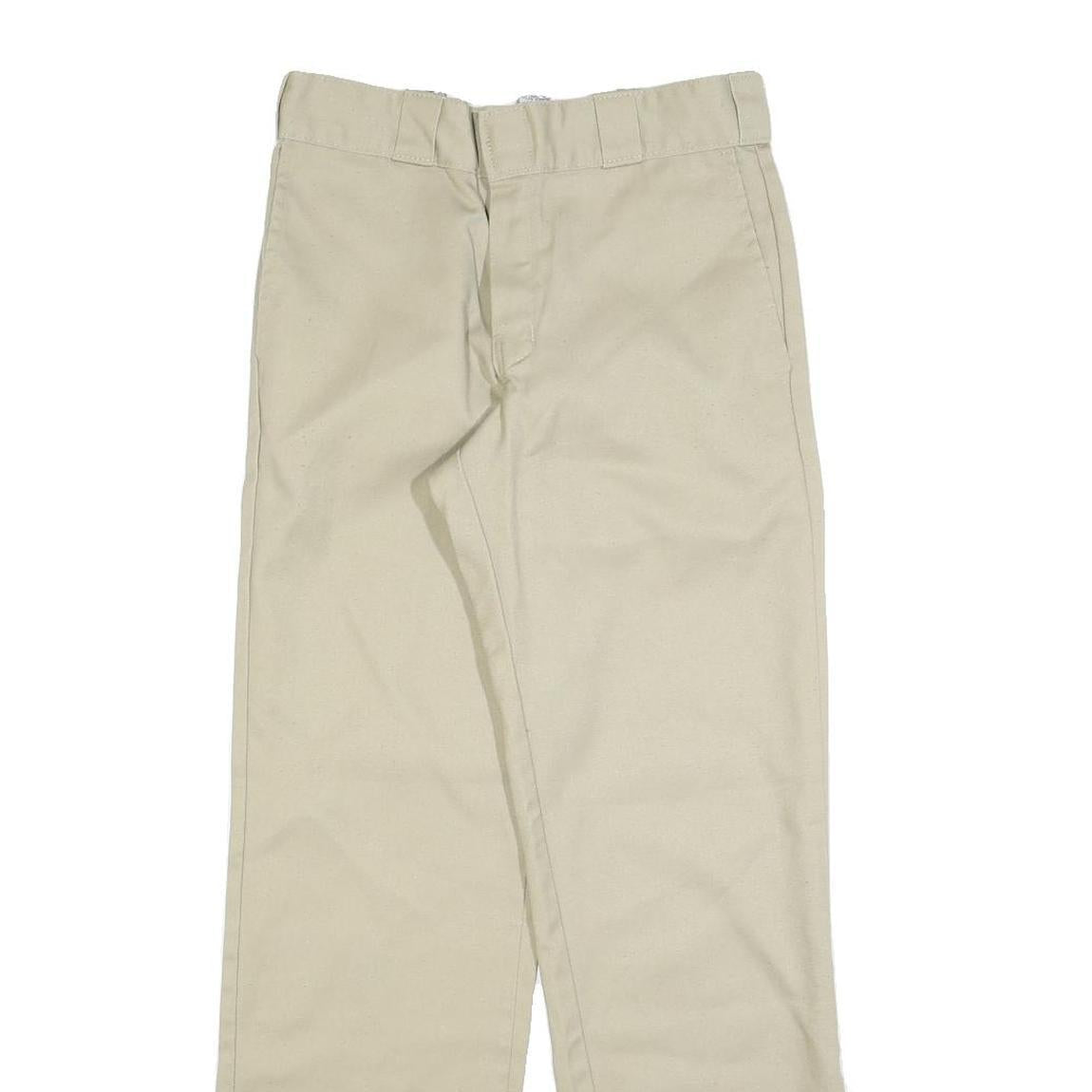 DICKIES Mens Cotton Blend Beige Regular Straight Fit Trousers W28 L30 Workwear