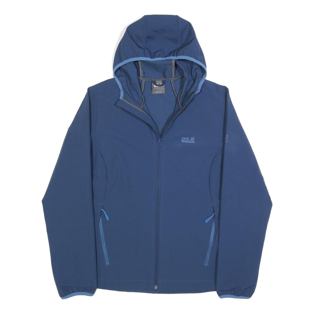JACK WOLFSKIN Womens Blue Outdoor Jacket UK 18 Polyester Blend Hooded Zip