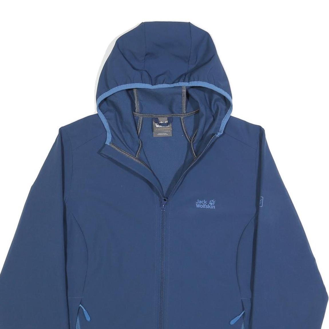 JACK WOLFSKIN Womens Blue Outdoor Jacket UK 18 Polyester Blend Hooded Zip