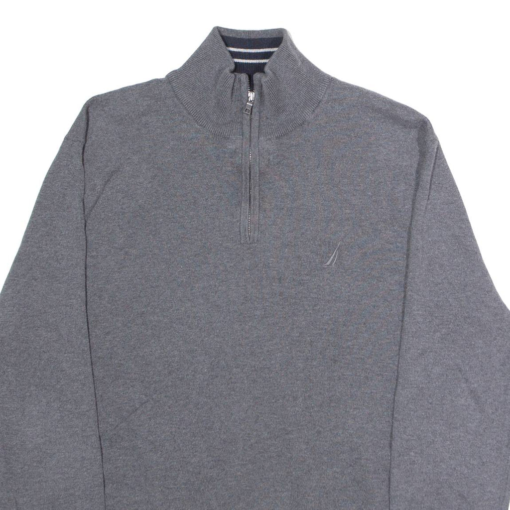 NAUTICA Mens Jumper Green 1/4 Zip Tight Knit M