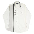 MWGAPPARREL Mens White Cotton Shirt L Embroidered Western Style Button