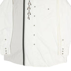 MWGAPPARREL Mens White Cotton Shirt L Embroidered Western Style Button