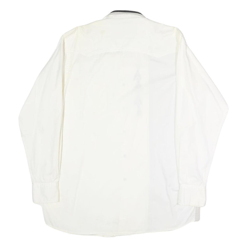 MWGAPPARREL Mens White Cotton Shirt L Embroidered Western Style Button