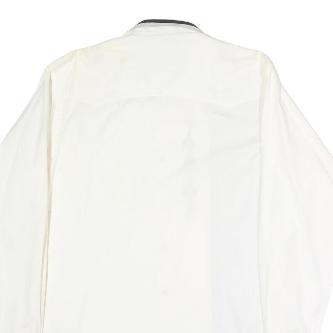 MWGAPPARREL Mens White Cotton Shirt L Embroidered Western Style Button