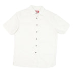 WOODY'S Mens White Shirt L Cotton Blend Casual Short Sleeve Button