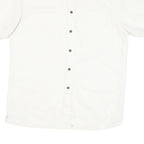 WOODY'S Mens White Shirt L Cotton Blend Casual Short Sleeve Button